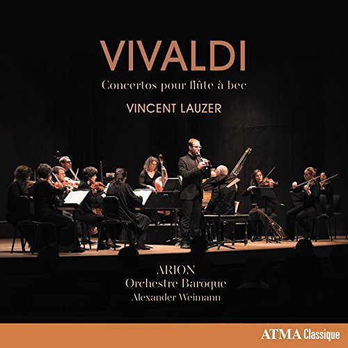 CD cover: Baroque orchestra with a recorder player in concert.