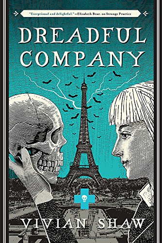 Book cover featuring a woman holding a skull before the Eiffel Tower with bats.