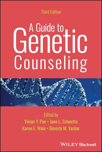 Book cover: “A Guide to Genetic Counseling,” third edition, with DNA image.