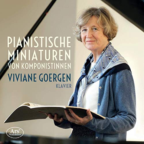 "CD cover featuring a woman holding sheet music beside a piano."