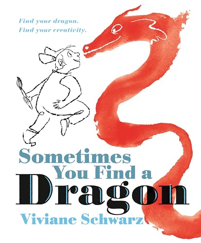 Book cover: boy with paintbrush and a red, watercolor dragon.
