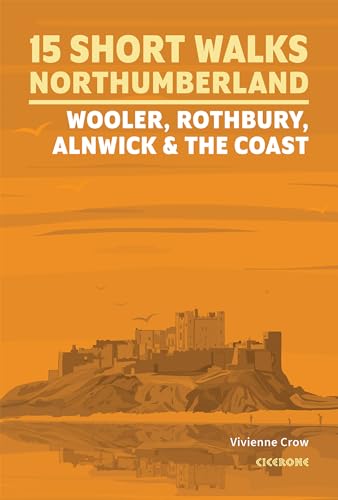 Book cover titled 15 Short Walks in Northumberland featuring a castle illustration in orange.