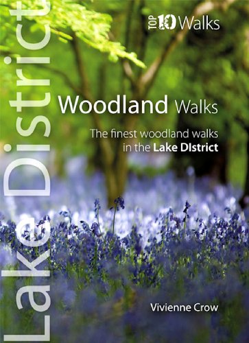 Book cover: woodland scene with bluebells, text “Lake District Woodland Walks”.