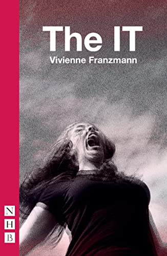 Play script cover: a person with long hair screaming upwards.