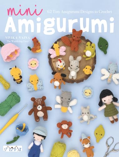 Book cover displaying colorful, crocheted miniature animal and character designs.
