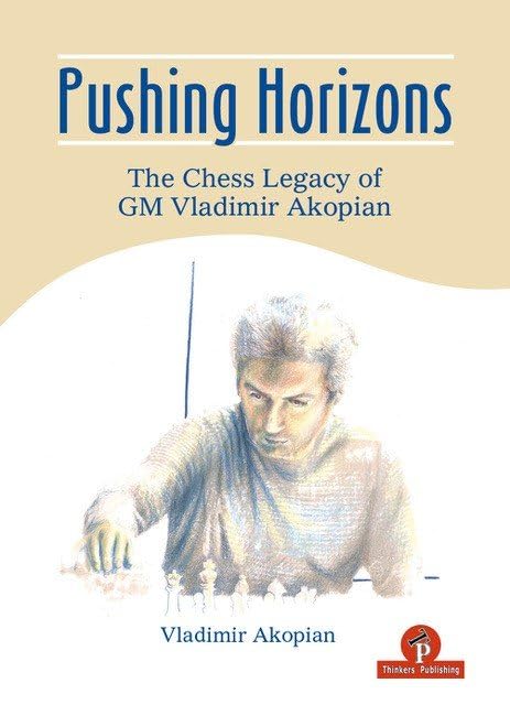 Book cover featuring a sketched portrait of chess grandmaster Vladimir Akopian.
