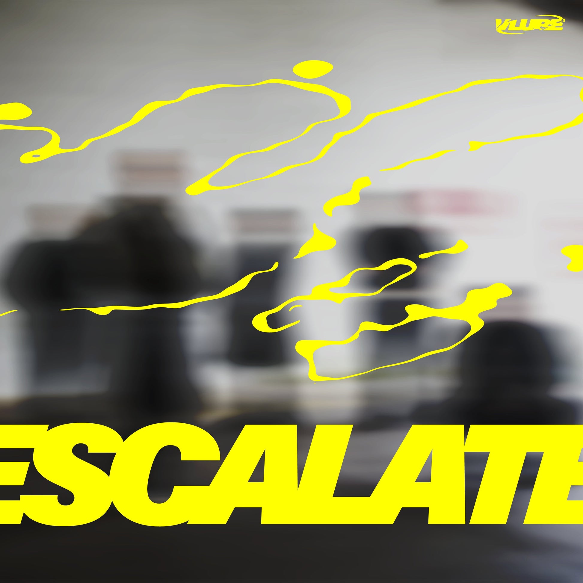 Blurred background with yellow abstract lines and the word ESCALATE in large yellow text.