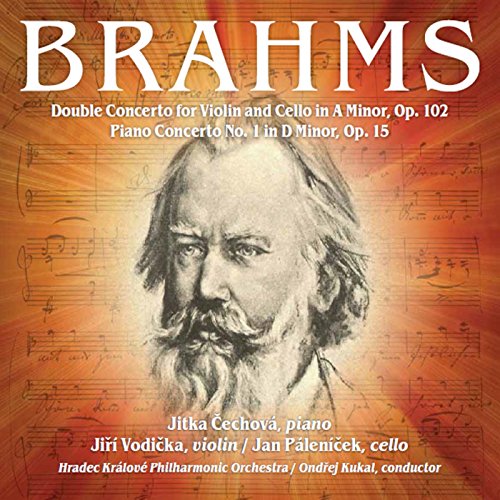 CD cover featuring Johannes Brahms portrait over musical score background.