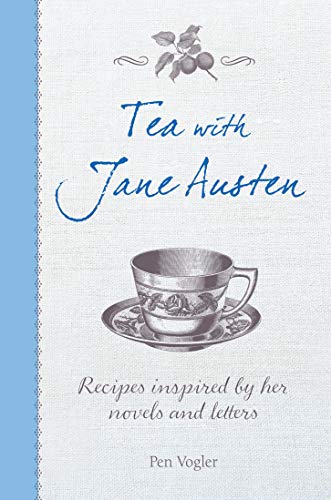 Book cover titled Tea with Jane Austen featuring a teacup illustration on white linen.