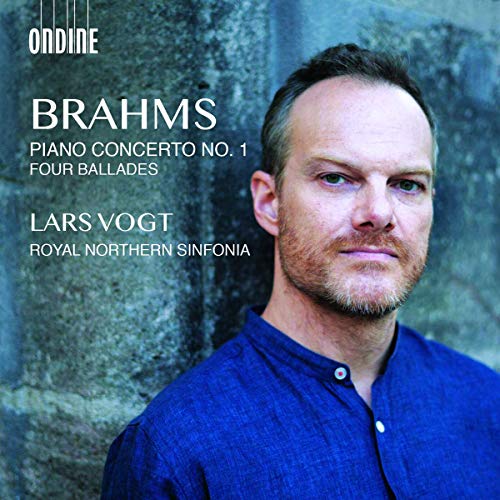 CD cover featuring pianist Lars Vogt with "Brahms" text overlay.