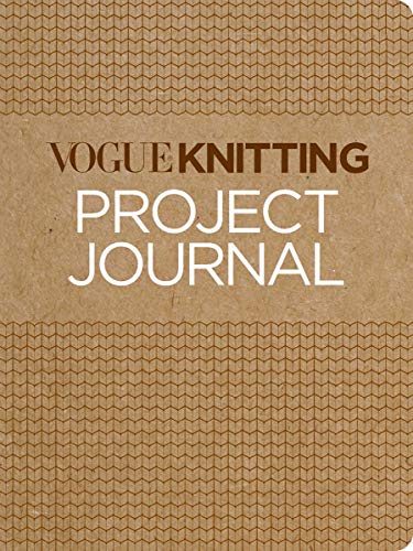 Tan journal cover with a knitted texture pattern and Vogue Knitting Project Journal text.