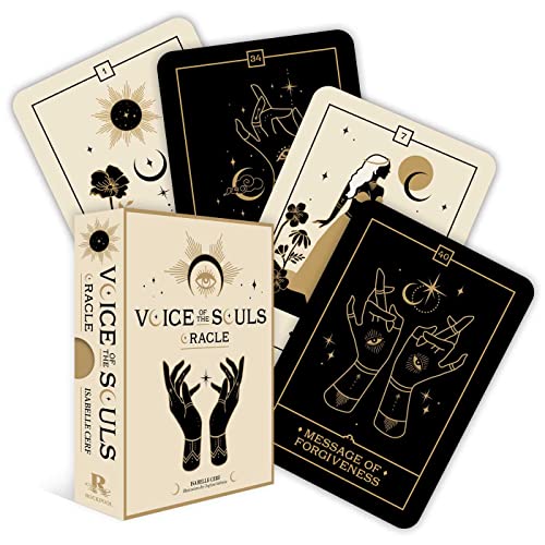 Oracle card deck and box with celestial and hand imagery.