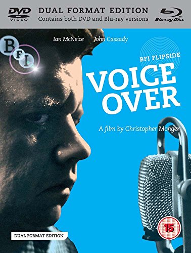 Voice Over" DVD cover featuring a man’s profile and a vintage microphone.