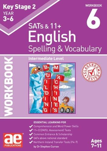 Colourful workbook with exercises and illustrations for primary school spelling and vocabulary practice.