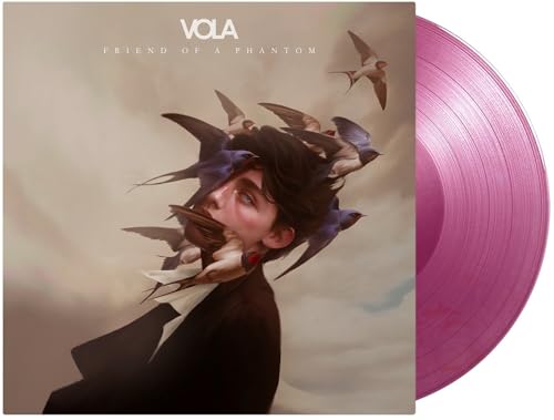 Album cover showing a person surrounded by birds and a translucent pink vinyl record.