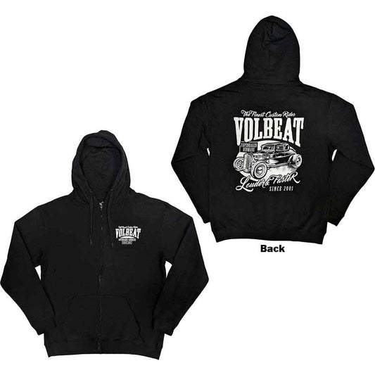 Black zipped hoodie with white “Louder and Faster” back print, size XX-Large.