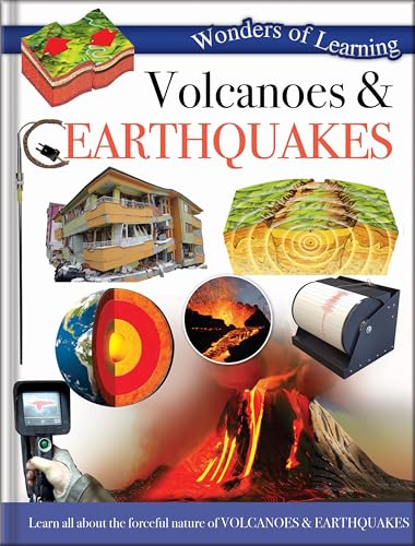 Book cover illustrating volcanoes, earthquakes, and geological formations.