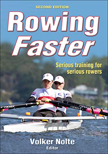 Book cover: "Rowing Faster" with image of two female rowers in a boat.