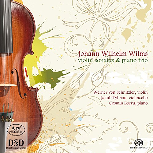 CD cover featuring a violin, with floral designs and musician names.