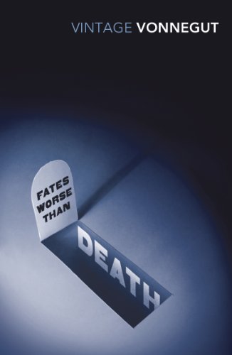 Book cover: dark blue, with a tombstone revealing the title "Fates Worse Than Death.