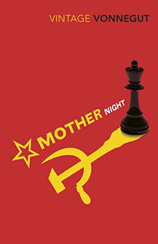 "Book cover featuring a red typewriter painted like an American flag, with 'Mother Night' banner."