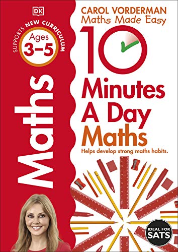 Red and white maths workbook for preschool children, ages 3-5.