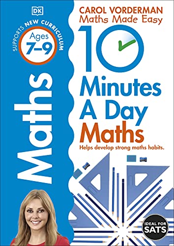 Blue and white maths workbook for ages 7-9 with Carol Vorderman.