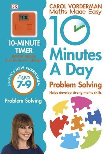 A maths workbook cover featuring a smiling woman and multicolored puzzle pieces on a blue background.