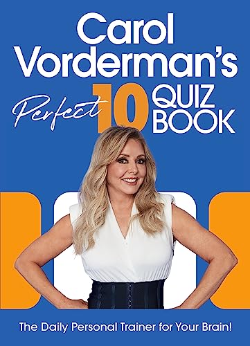Book cover featuring Carol Vorderman and bold text “Perfect 10 Quiz Book”.