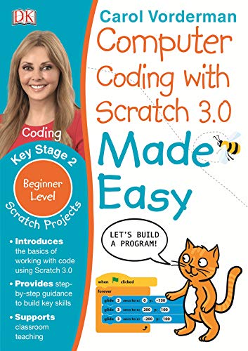 Book cover: "Computer Coding with Scratch 3.0 Made Easy" by Carol Vorderman.