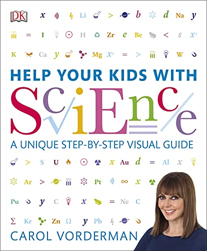 Book cover: "Help Your Kids with Science" by Carol Vorderman, with science symbols.