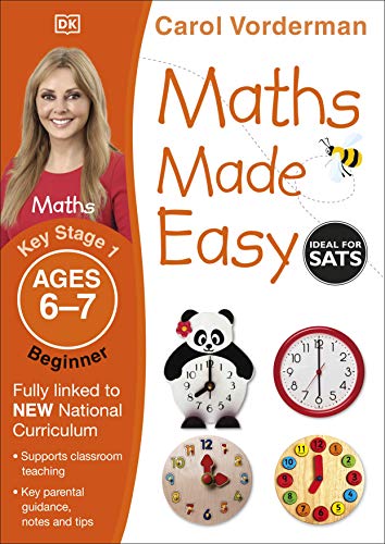 Maths Made Easy" workbook cover with clocks, a panda, and Carol Vorderman.