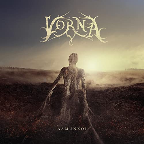 Album cover for Vorna’s “Aamunkoi” featuring a figure emerging from earth.
