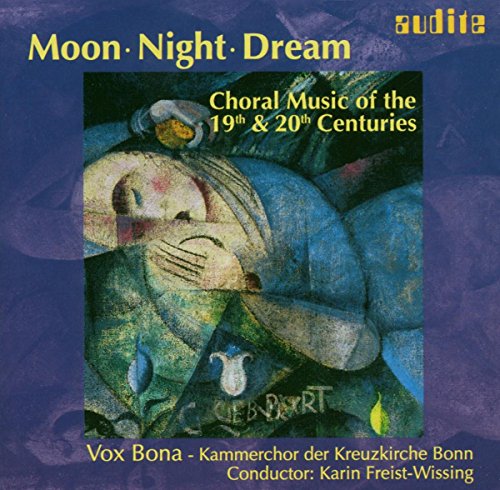 CD cover for "Moon-Night-Dream" featuring abstract, swirling blue and purple art.