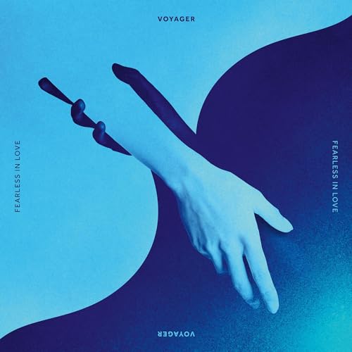 Album cover: Voyager, "Fearless In Love," featuring a hand and abstract shapes.