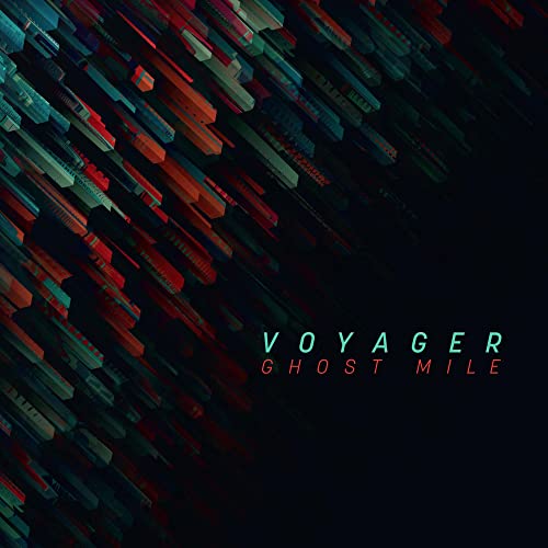 Voyager “Ghost Mile” CD cover with abstract red and teal geometric design.