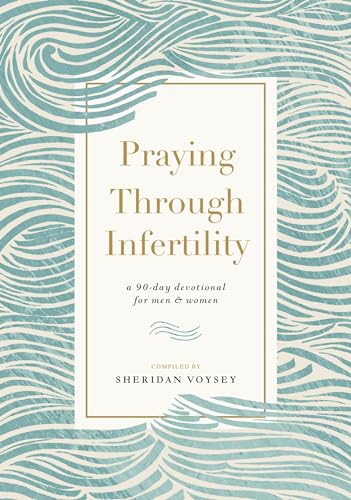Book cover with teal swirling pattern and title “Praying Through Infertility.”