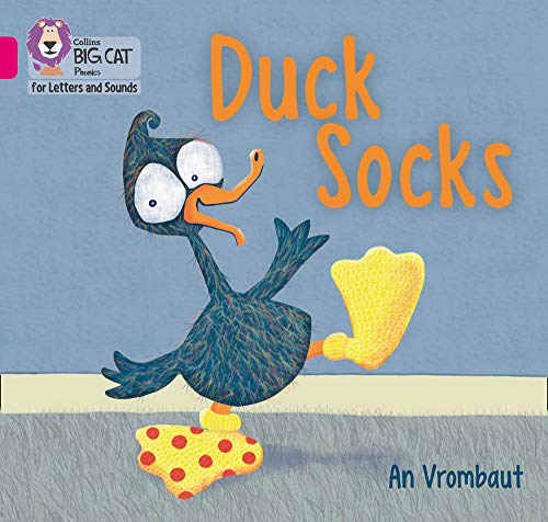 Book cover: a blue duck wearing socks, with the title “Duck Socks”.