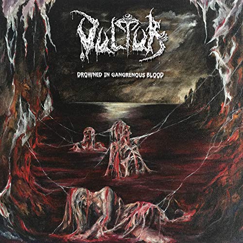 Dark album cover with band logo, blood-red water, and distorted figures.