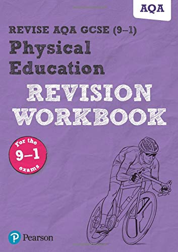 Purple AQA GCSE Physical Education revision workbook with cyclist illustration.