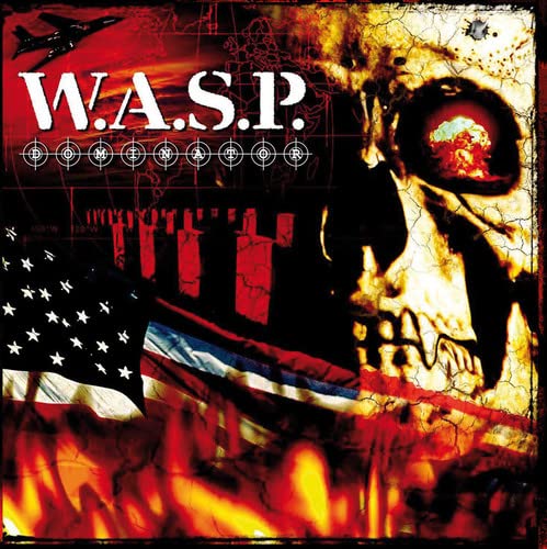 W.A.S.P. “Dominator” vinyl album cover with skull, flag, and airplane.