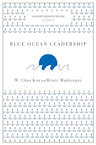 Book cover: “Blue Ocean Leadership” with blue wave graphic.