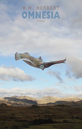 Book cover: "Omnesia: Remix" with a flying squid against mountains.