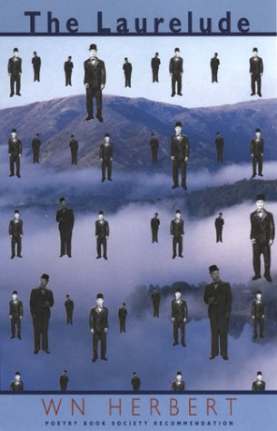 Book cover: surreal landscape with many figures in suits.
