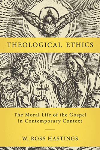 Book cover with religious imagery: dove, figures, and title “Theological Ethics.”