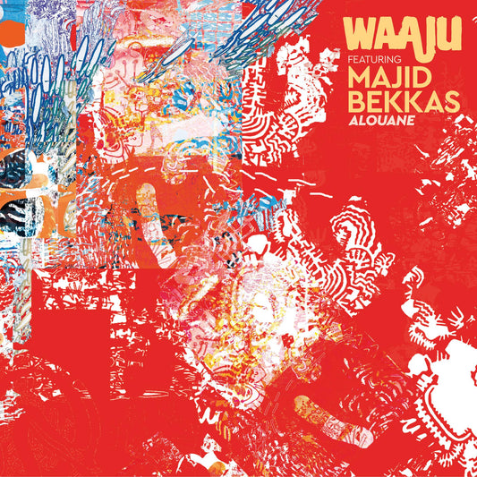 CD cover for "Alouane" by Waaju featuring Majid Bekkas, abstract art.
