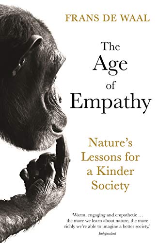 Book cover featuring a chimpanzee in grayscale, titled “The Age of Empathy.”