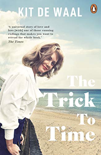 Book cover: woman on beach, title “The Trick to Time” visible.