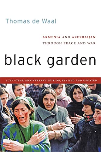 Book cover: “Black Garden” with a crowd of distressed women in headscarves.