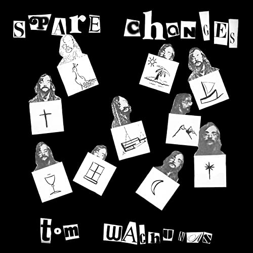Black and white album cover with collage of faces and symbols.